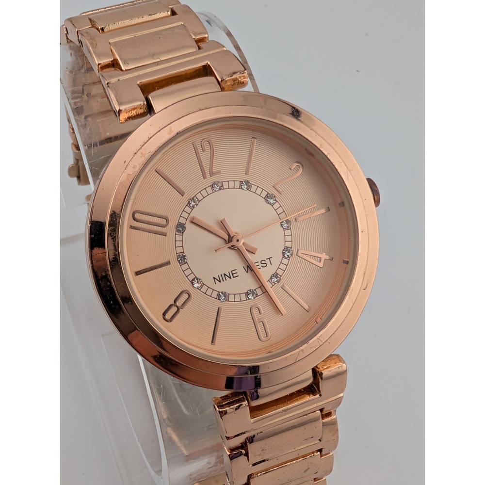 Nine West Watch Women 36mm Case Rose Gold 6.5" Band NW/2192- New Battery